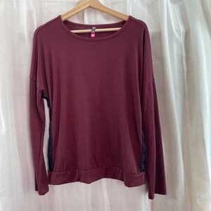 Vince Camuto Womens Long Sleeve Top Burgundy‎ Side Stripe Small